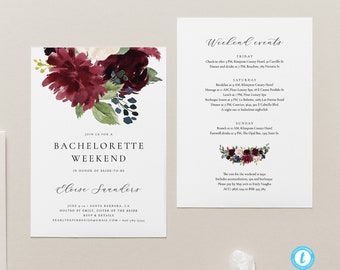 Bachelorette Weekend Invitation Template Bachelorette Itinerary Template Templett Hens Party Floral Bachelorette weekend Template 12