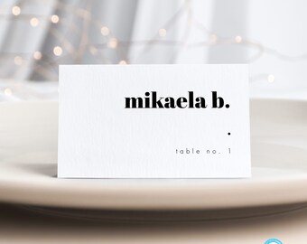 Plantilla de tarjeta de lugar imprimible Tarjetas de lugar Elegantes tarjetas de lugar para bodas Tarjetas de lugar modernas para bodas Tarjetas de asiento con nombres Tarjetas de lugar editables Templett #33