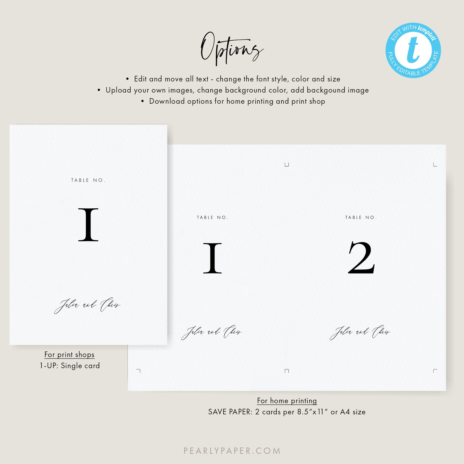 Printable Table Numbers Template Modern Wedding Table Number Etsy