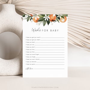 Citrus Baby Shower Wishes for Baby Game Template, Oranges Baby Shower Games, Printable Wishes Game, Cutie Baby Games Baby Wishes #079