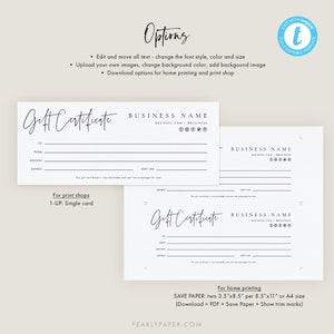 Small Business Gift Certificate Template, Modern Gift Voucher Template, Editable Gift Card Template, Modern Gift Certificate Templett B07 画像 4