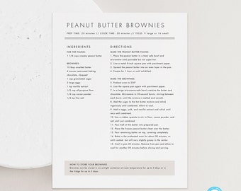 Modelo de cartão de receita editável para download Página de receita personalizada Pasta de receitas Modelo de página de receita para impressão Templett #21