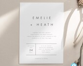 Modern Minimalist Wedding Invitation Template Download Templett Printable Wedding Invite Simple Clean Invitation #32