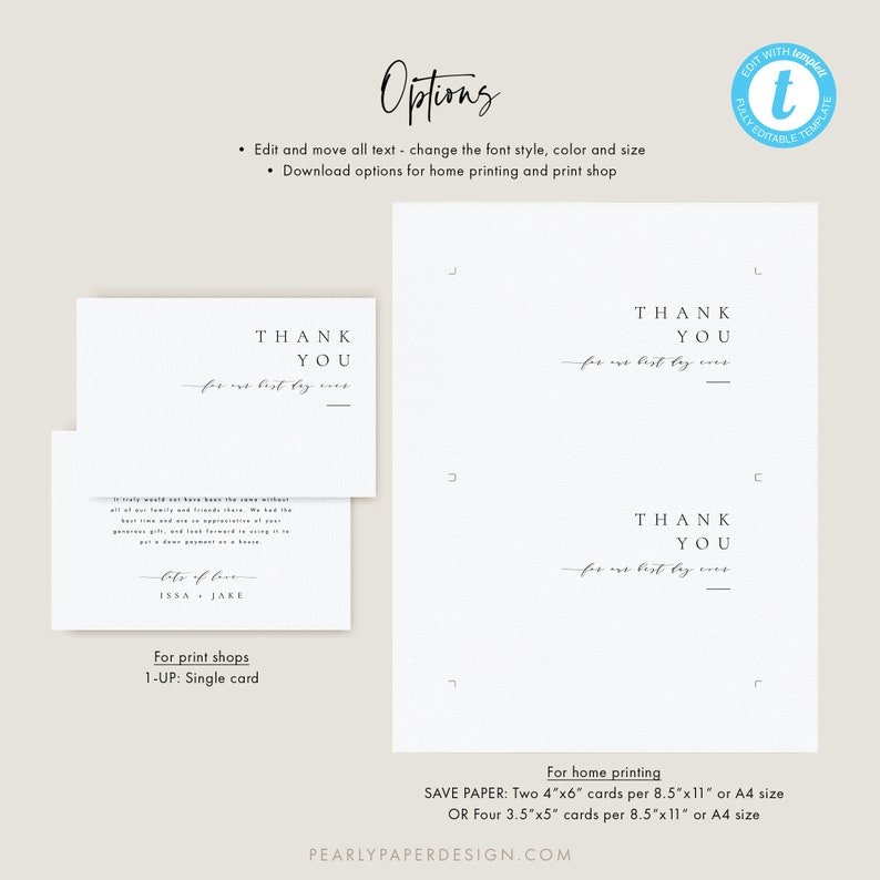 Minimalist Wedding Thank You Template Download Printable Thank You Card ...