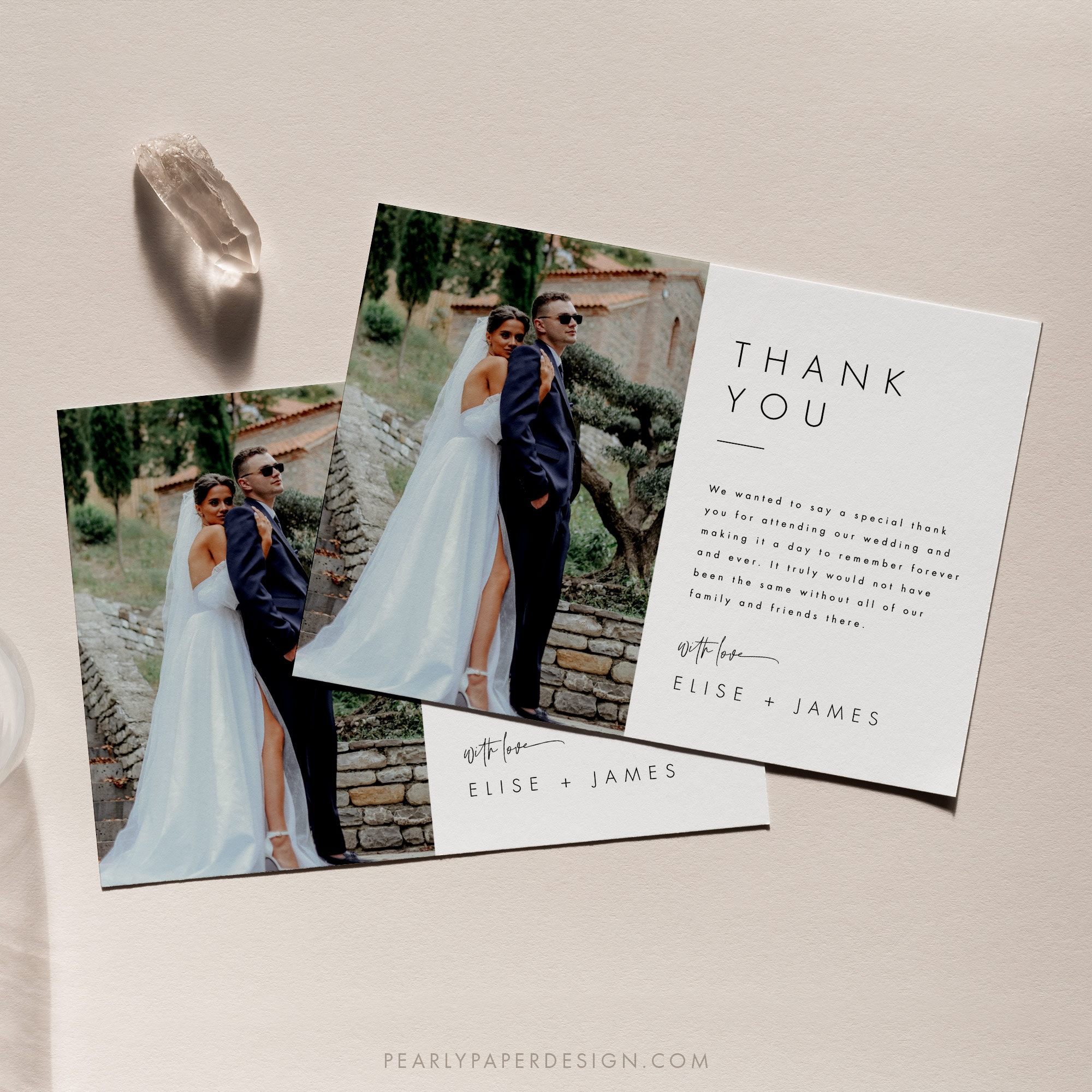 Minimalist Thank You Card Template, Wedding Thank You Card With Photo ...