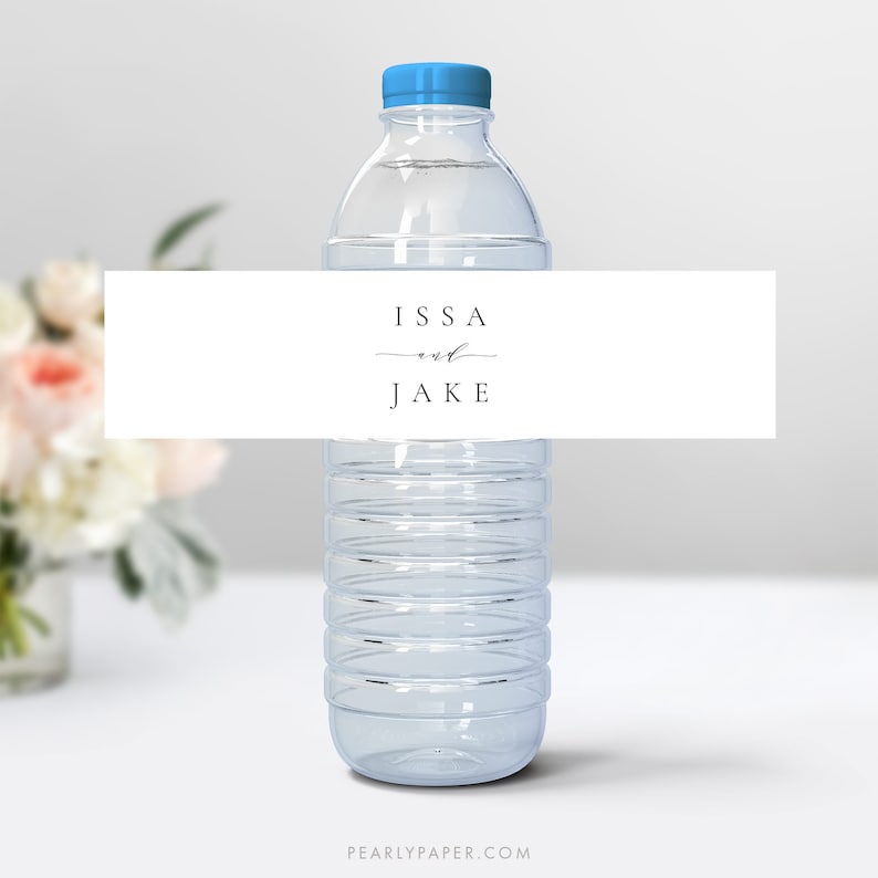 Printable Water Bottle Label Template Minimalist Water Bottle Etsy