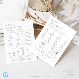 Infographic Wedding Program Template, Wedding Day Timeline, Ceremony Program Wedding Itinerary, Editable Order of Events Templett #064