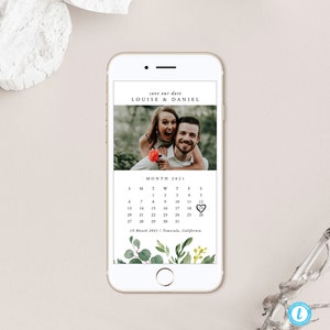 Rustic Save the Date Electronic Invitation Template, Rustic Calendar Digital Evite Text Message Invite Templett #16
