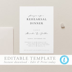 Modern Wedding Rehearsal Dinner Template Wedding DIY Dinner Rehearsal Invitation Rehearsal Invite 10