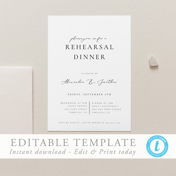 modern wedding rehearsal dinner template wedding diy dinner rehearsal invitation rehearsal invite 10 dinner template