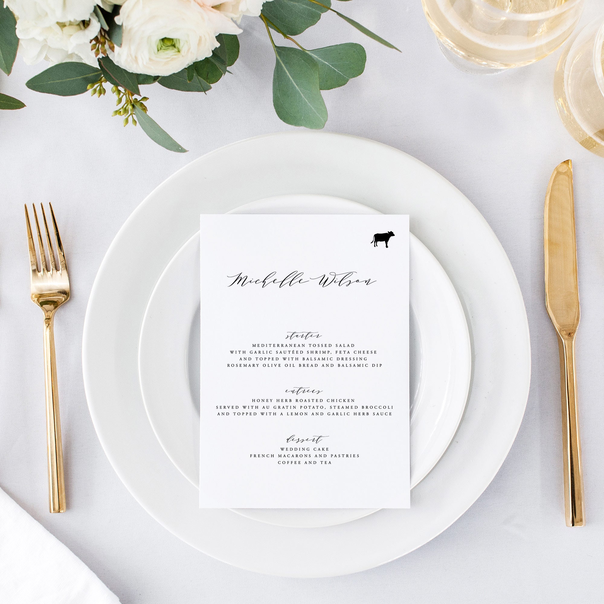 Wedding Menu Place Cards Template Printable Wedding Place Card Place ...