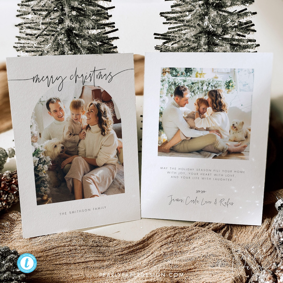 Printable Holiday Card Template, Arch Photo Holiday Templett, Simple Printable Holiday Card Template, Arch Photo Holiday Templett, Simple