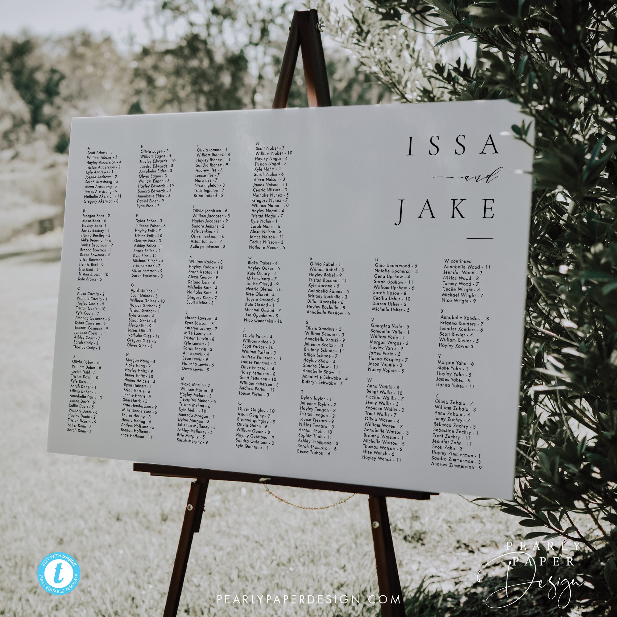 Seating Letters Alphabetical Seating Chart Template Download Minimalist Seating ...