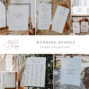Wedding Bundle Download Seating Chart Template Program Place cards Table number Thank you tag Welcome Sign Custom sign Bar Menu Templett #45
