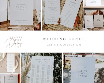 Wedding Bundle Download Seating Chart Template Program Place cards Table number Thank you tag Welcome Sign Custom sign Bar Menu Templett #45