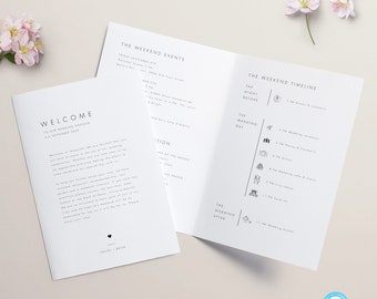 Wedding Weekend Itinerary Template Minimalist Weekend Timeline Program Wedding Booklet Printable Welcome Bag Wedding schedule 21