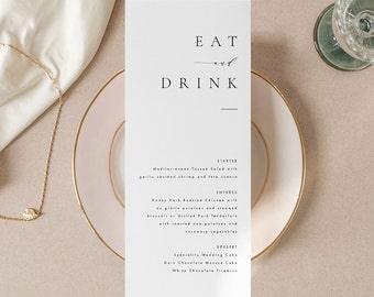 Elegant and Simple Menu Template Download Modern Wedding Menu Modern Menu Cards Editable Menu wedding DIY menu #ISSA