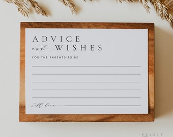 Elegant Advice and Wishes Template, Simple Baby Shower Advice Card Templett, Baby Wishes Template, Baby Advice Templett #M36