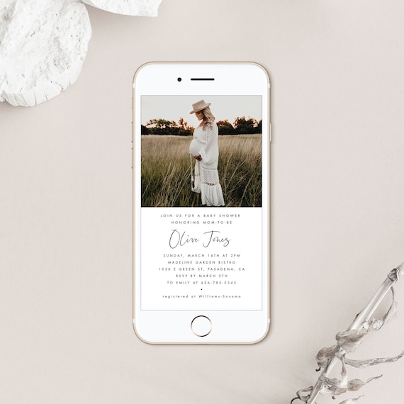 Electronic Baby Shower Invitation Template,  Minimalist Baby Shower E-vite, Text Message Modern Baby Shower Digital Baby Shower
