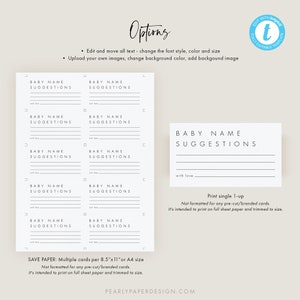 Baby Name Suggestions Template, Baby Name Ideas Game Download, Printable Baby ShowerGame, Editable template, Templett M21 image 6