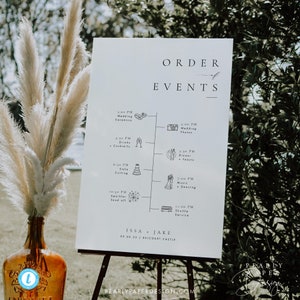 Elegant Order of Events Template Wedding Timeline Sign Modern Order of the Day Printable Order of Events Templett #36