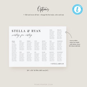 Printable Seating Chart Template Download Minimalist Seating by Table ...