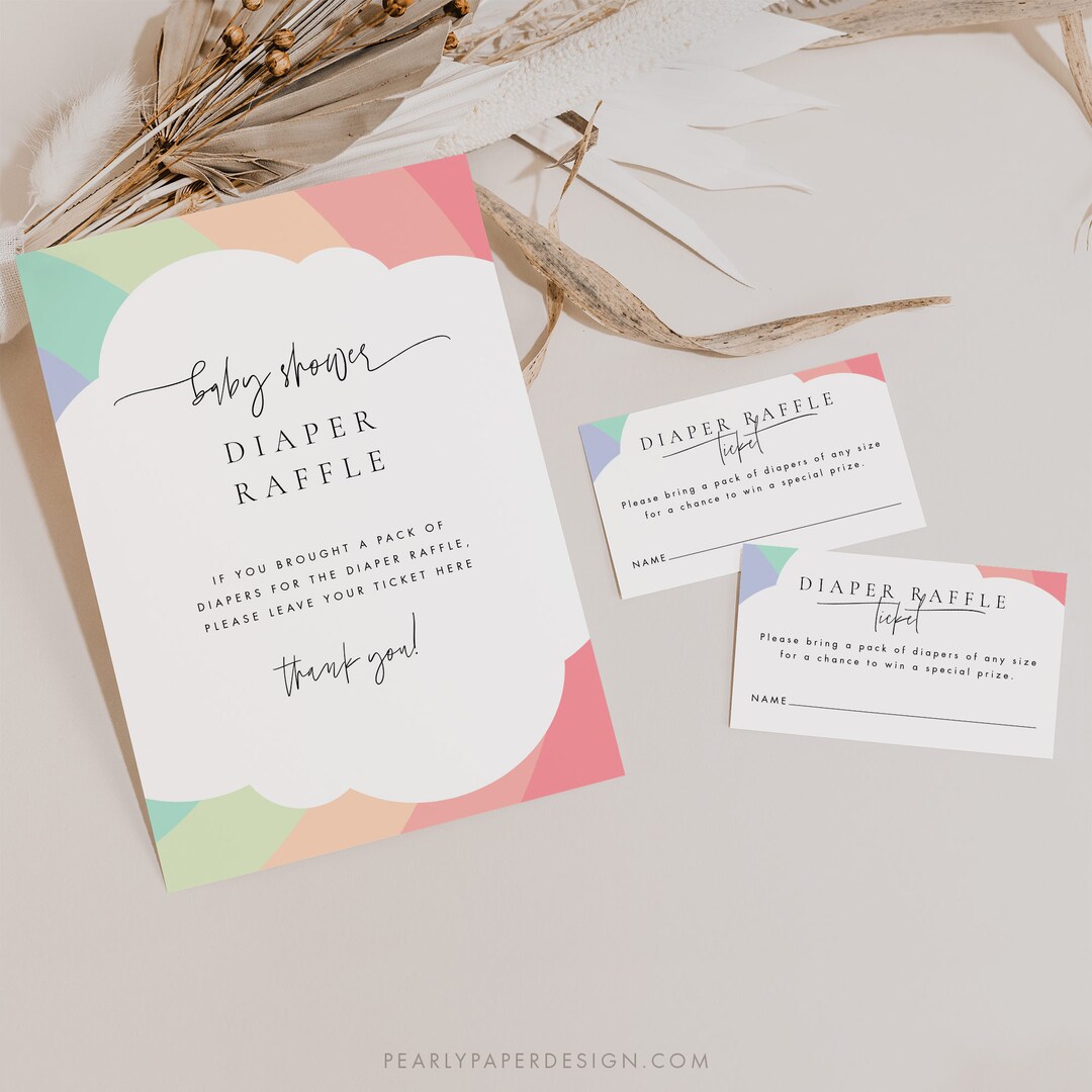 Diaper Raffle Game Template, Rainbow Baby Shower Game, Printable Raffle ...