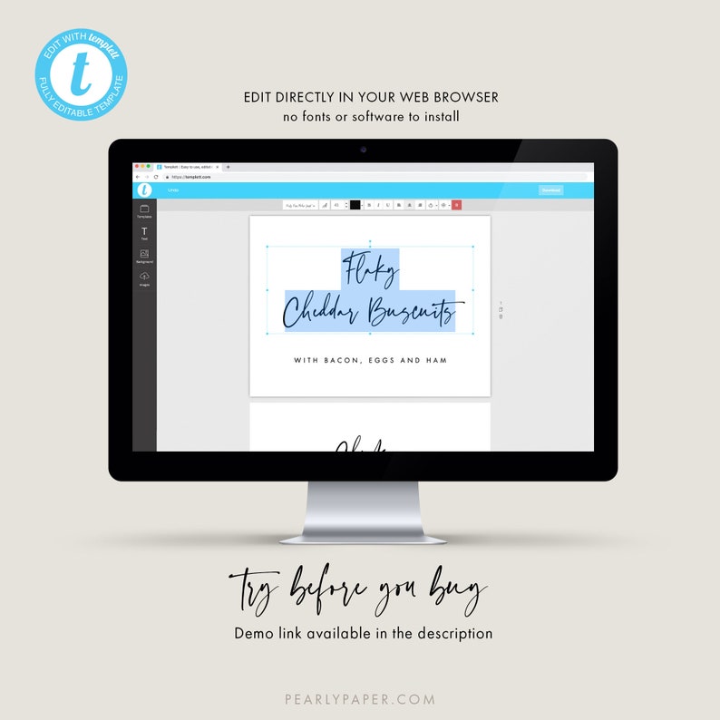 Script Text Buffet Modern Buffet Card Template Wedding Buffet Label Modern Script Buffet ...