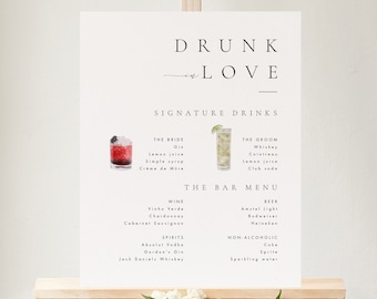 Printable Bar Menu Template Signature Cocktails Sign Download Elegant Wedding Bar Sign Modern Sign Signature Drink Sign Templett #36