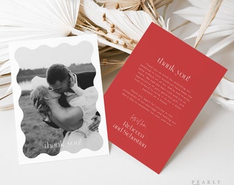 Retro Thank You Card template download Printable Modern Wedding thank you card with Photo thank you Templett #057