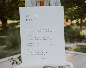 Minimalistisch menubord sjabloon Buffetbord Trouwmenu poster Trouwbuffetmenu Templett #21