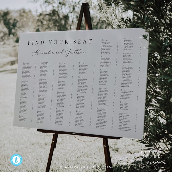 Alphabetical seating chart template Download Minimalist Seating Alphabetized Printable Seating Plan Editable Sign Templett #10