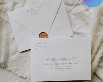A7 Umschlag Adressvorlage für Canva, Hochzeitsumschlag Adressvorlage, Minimalistische Hochzeitsumschläge 7.25x5.25 #EJ01