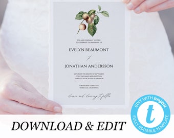 Boho Wedding Invitation Template Rustic Wedding Invite Fall wedding Printable Wedding Invitation DIY Templett PDF Instant Download Editable