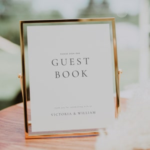 Elegant Guest Book Sign Template, Modern Guest Book Sign, Editable Sign Guestbook Sign Printable Sign Templett #14