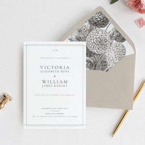 Classic Wedding Invitation Template Simple and Modern Wedding invite Editable Wedding Invitation DIY invite Templett 14 image 3