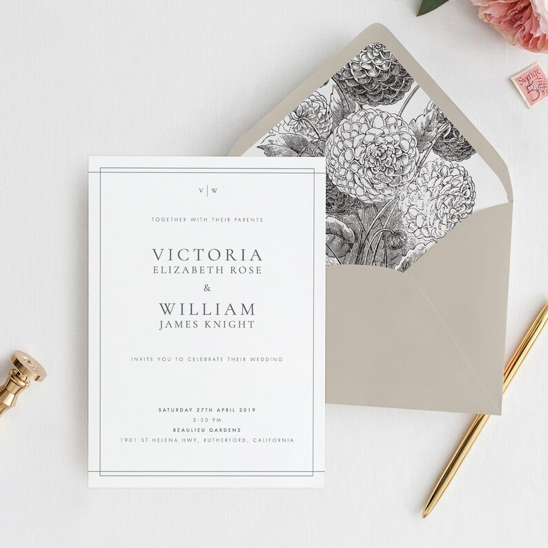 Classic Wedding Invitation Template Simple and Modern Wedding invite Editable Wedding Invitation DIY invite Templett 14 image 3