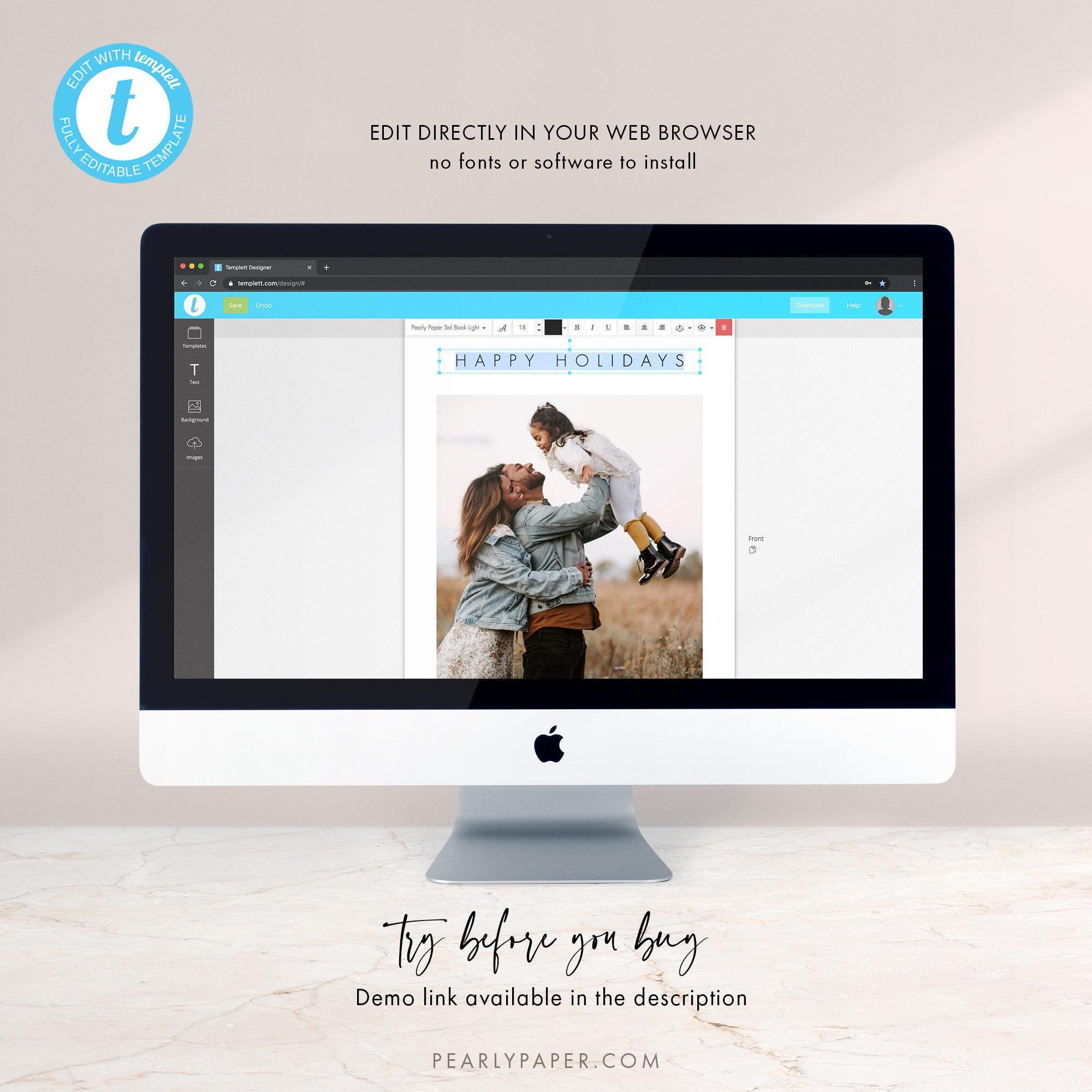 Printable Holiday Card Template Minimalist Photo Holiday - Etsy