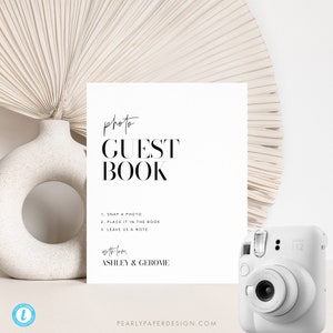 Photo Guest Book Sign Template, Wedding Photo Guestbook Sign, Minimalist Photo Guestbook Sign, Photo Sign our Guestbook Sign, Templett #059