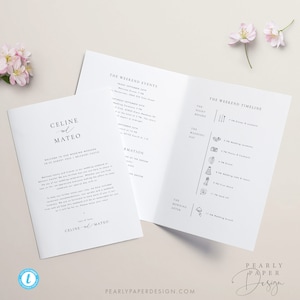 Modern Wedding Weekend Itinerary Template Weekend Timeline Program Wedding Booklet Printable Welcome Bag Note Wedding schedule #CELINE