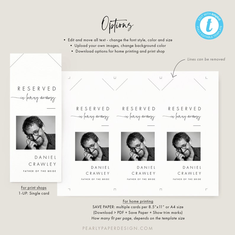 Reserved Seating Tag Template, in Loving Memory Seating Tag With Photo ...