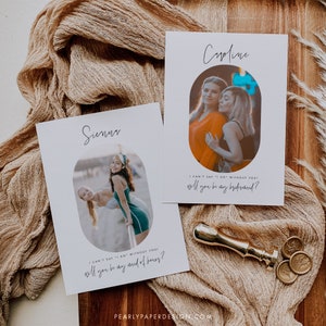 Modelo de cartão "Você será minha madrinha de casamento", cartão com foto para madrinha de casamento, proposta de madrinha boho, cartão moderno "Seja minha madrinha de casamento #52"