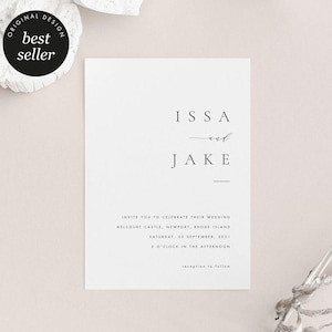 Elegant Wedding Invitation Template Download Printable Wedding Invite Simple Modern Wedding Invitation Templett DIY editable Wedding #ISSA