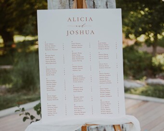 Alphabetical seating chart template Burnt Orange Seating Alphabetized Printable Seating Plan Editable Sign Templett #39