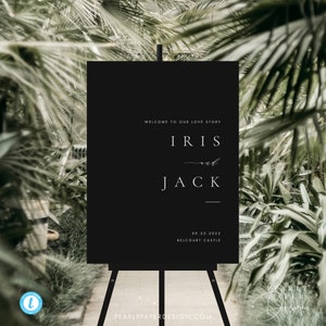 Black and White wedding sign Wedding welcome sign Template Download Modern Wedding Signs Printable welcome poster Editable Welcome Sign #B48