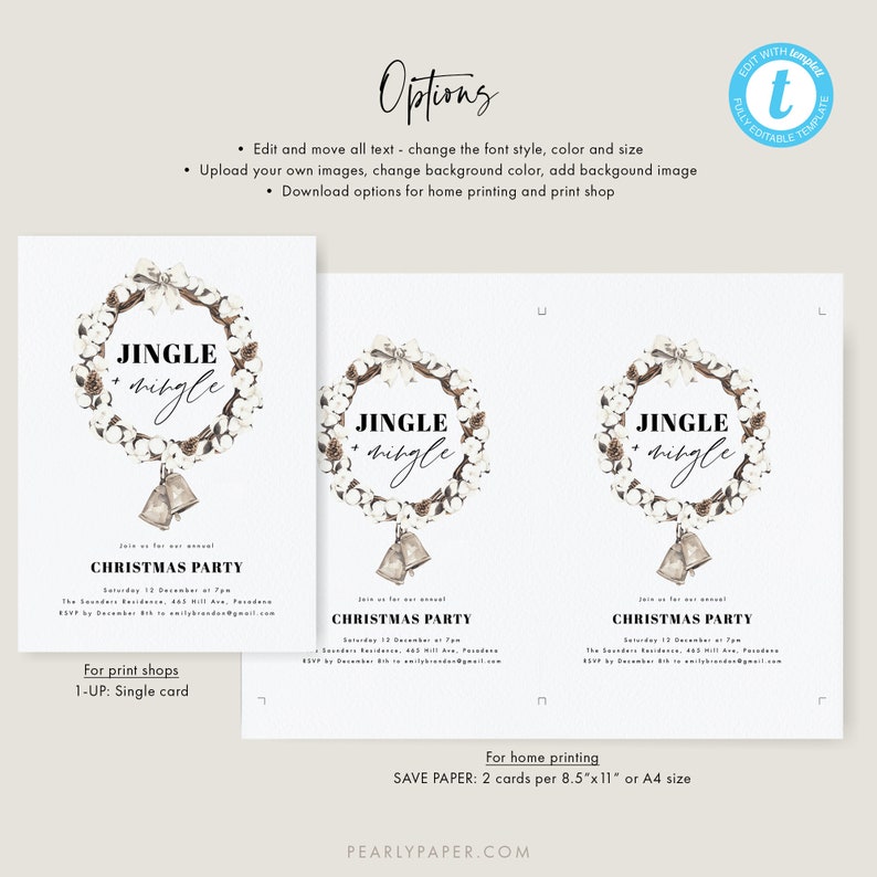 Printable Christmas Invitation Template Jingle and Mingle - Etsy