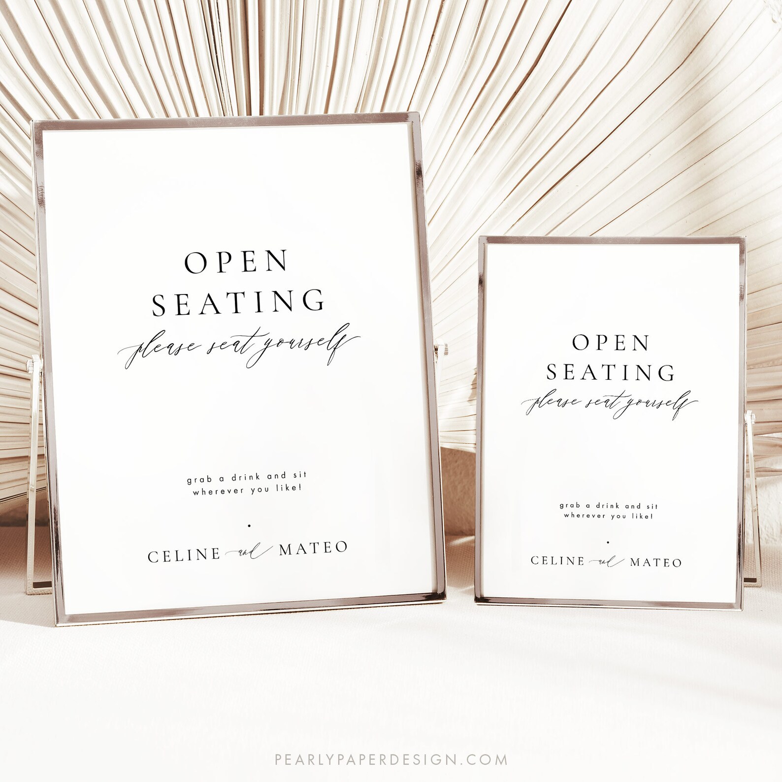 Open Seating Sign Template, Minimalist Seating Table Sign Download ...
