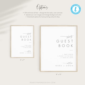 Photo Guest Book Sign Template, Wedding Photo Guestbook Sign, Minimalist Photo Guestbook Sign, Photo Sign our Guestbook Sign, Templett 064 image 7