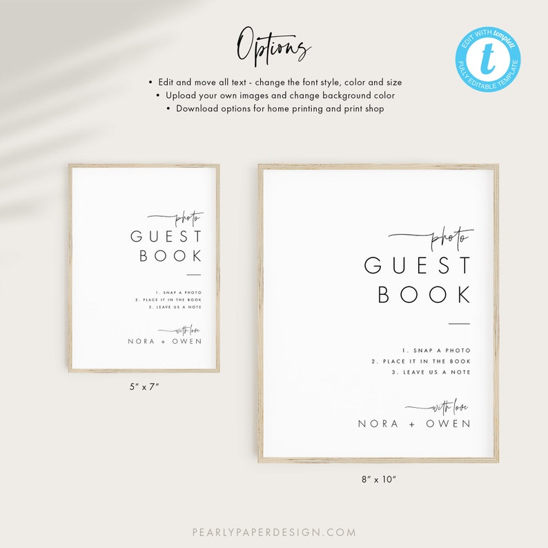 Photo Guest Book Sign Template, Wedding Photo Guestbook Sign, Minimalist Photo Guestbook Sign, Photo Sign our Guestbook Sign, Templett 064 image 7