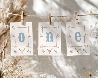 Western First Birthday Banner, First Rodeo ONE Banner, Cowboy Birthday Banner, 1st Birthday Garland, Cowgirl Birthday, Templett #CB093